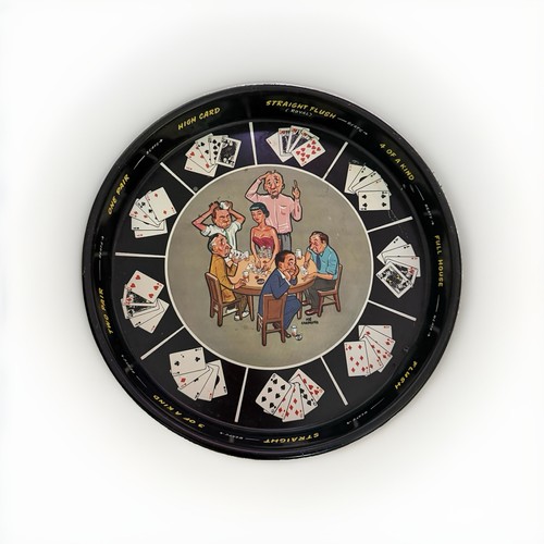Vintage 1950s Masonware Joe Carpenter Poker Tin Tray