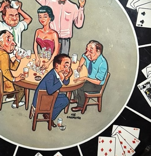 Vintage 1950s Masonware Joe Carpenter Poker Tin Tray - photo 3