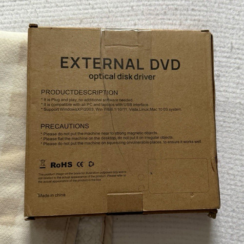 External USB DVD Optical Drive Plug and Play for PC Laptop Mac