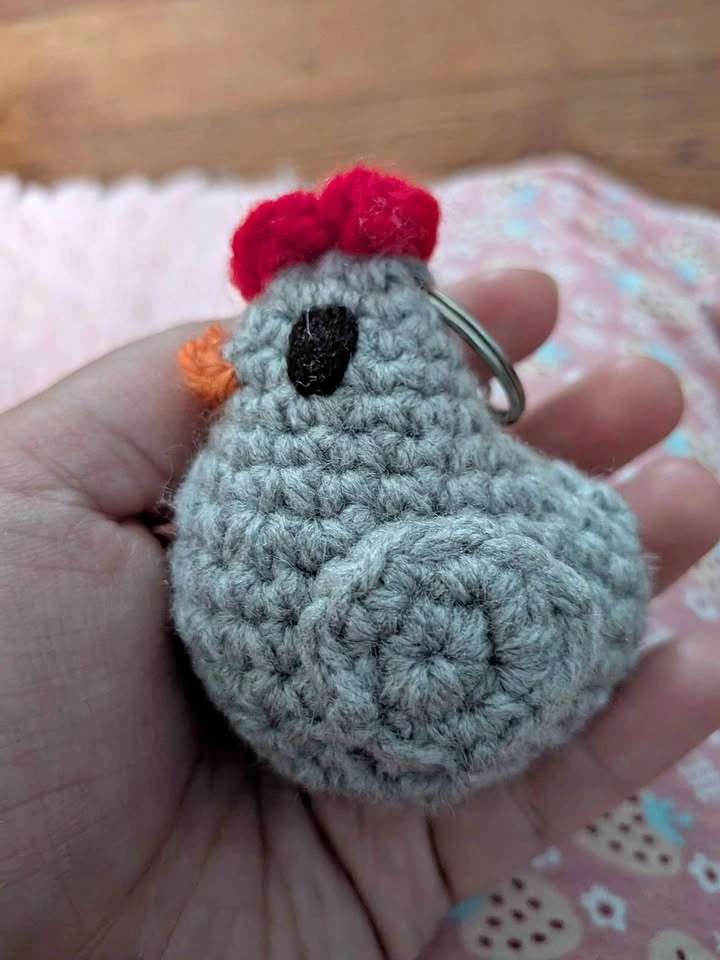 Handmade Crochet Chicken Keychain