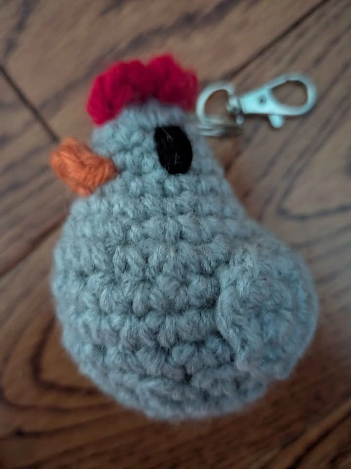 Handmade Crochet Chicken Keychain - photo 2