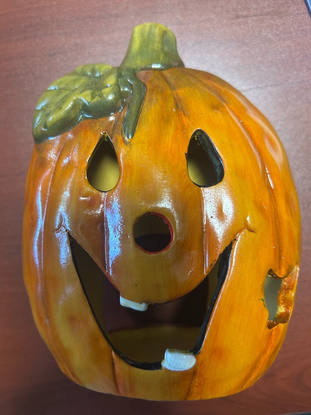 Ceramic Jack-o'-lantern Pumpkin Tealight Holder - photo 2