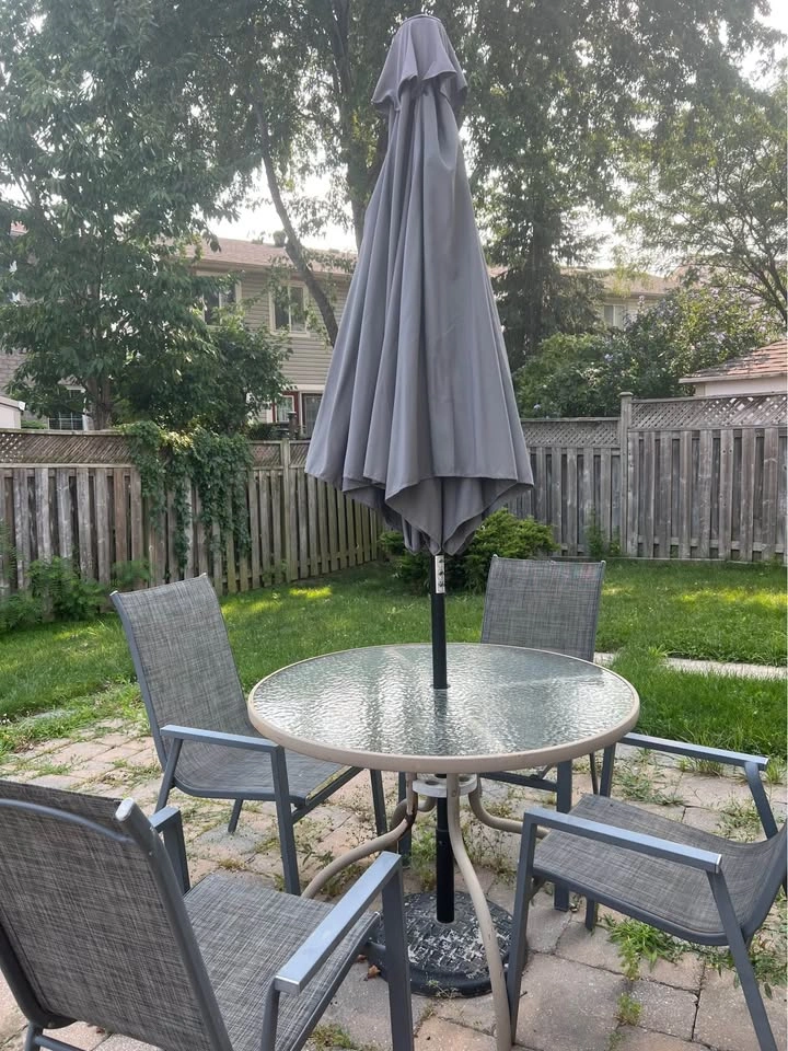 Standalone Grey Patio Umbrella + Heavy Base (No Table/Chairs) - photo 2