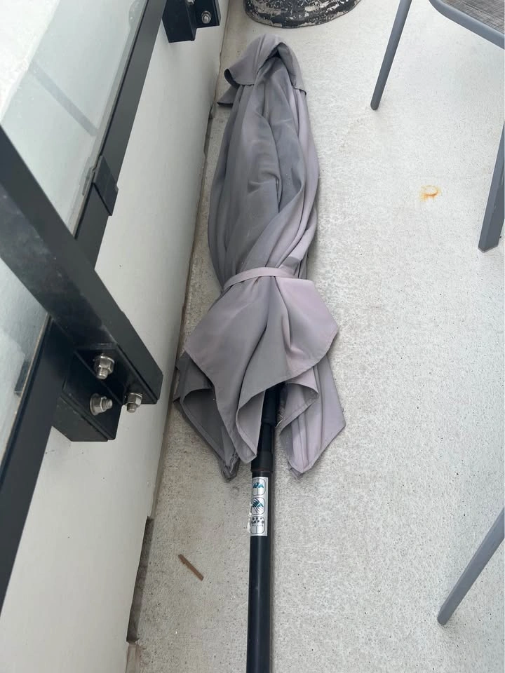 Standalone Grey Patio Umbrella + Heavy Base (No Table/Chairs) - photo 4