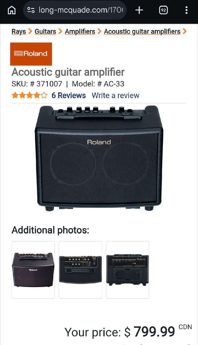 Roland AC-33 High End Acoustic Guitar Amp Portable PA