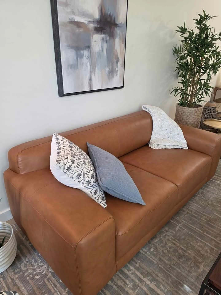 Urban Barn Beau Real Leather Sofa - Leo Tan (99% New!) - photo 4
