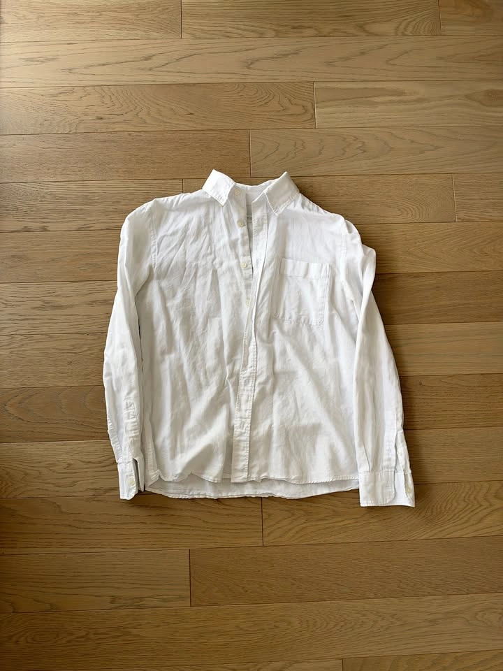 Zara White Long-Sleeve Casual Button-Down Shirt