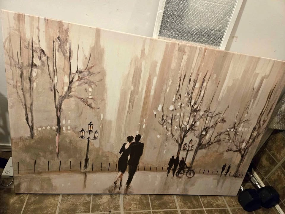 Large Romantic Cityscape Canvas Wall Art