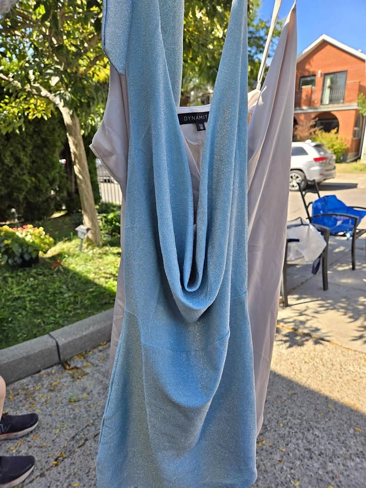 Brand new SHEIN Blue Glitter Cowl Neck Dress
