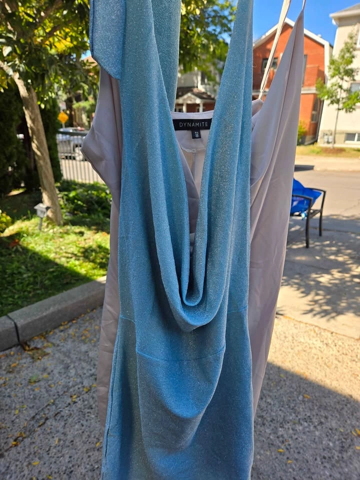 Brand new SHEIN Blue Glitter Cowl Neck Dress - photo 2