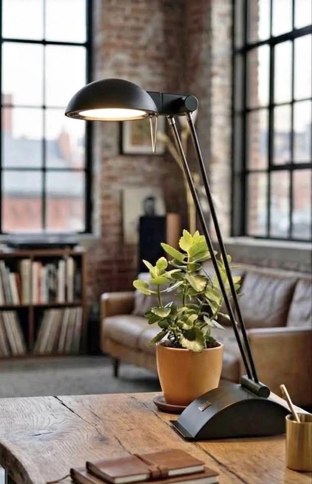 Vintage 1980s German Postmodern Black Halogen Desk Lamp