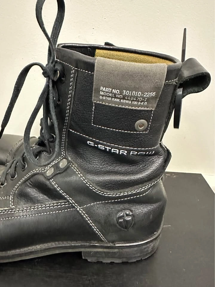 G-Star Raw Black Leather Combat Boots US 10 - photo 4