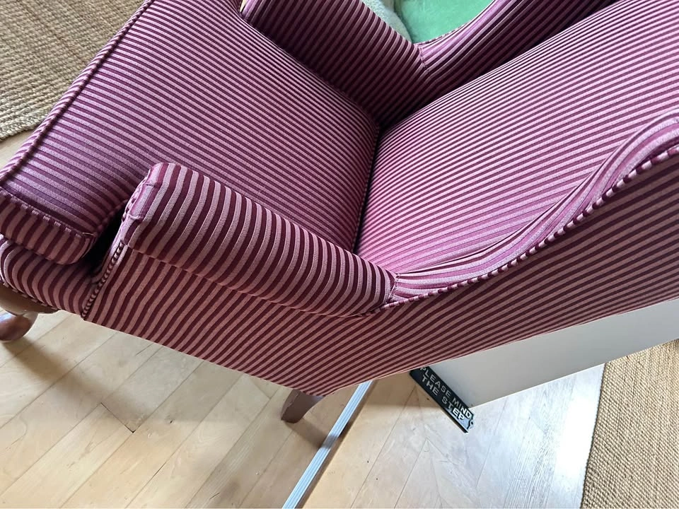 Striped Wingback Armchair (some minor wear on the back) - photo 3