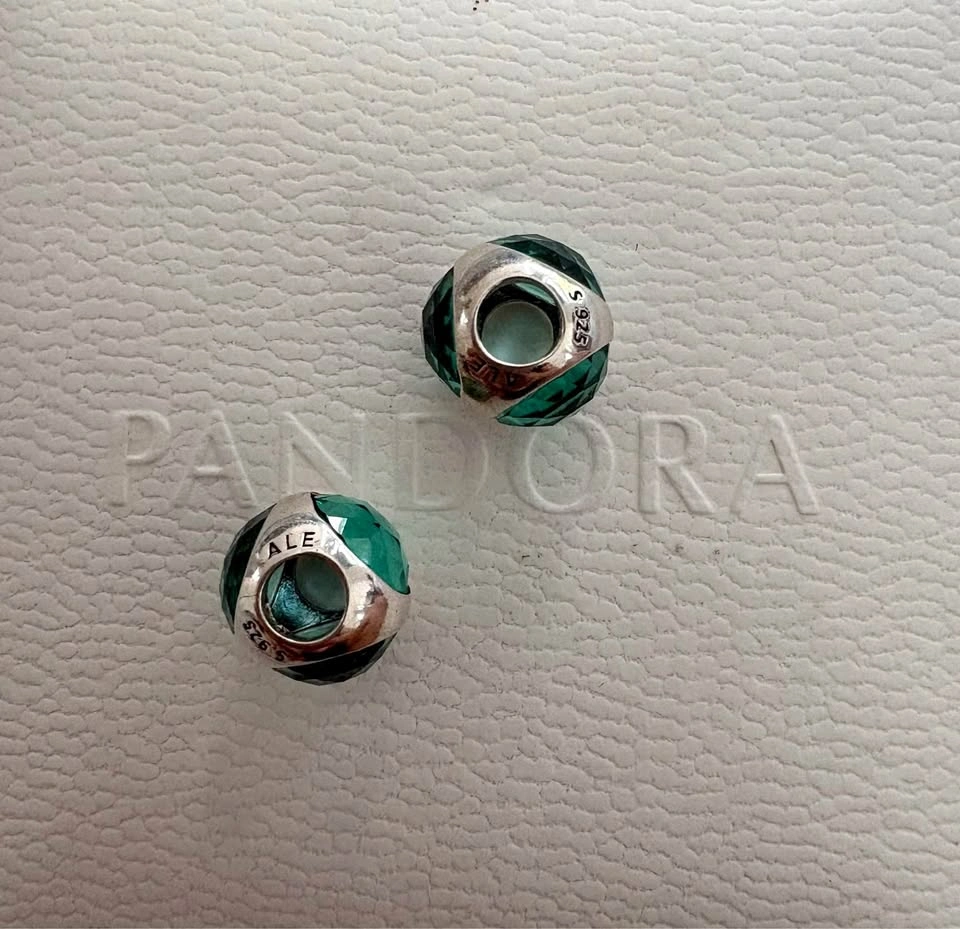 Pandora Teal Faceted Glass Charms