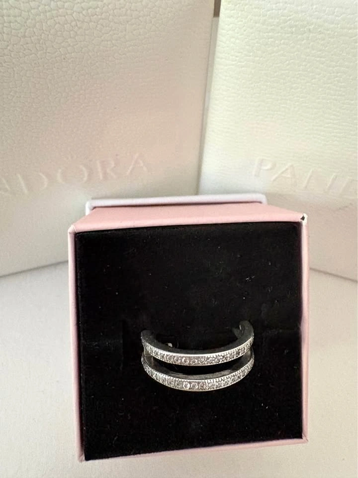Pandora Double Band Clear Stone Ring