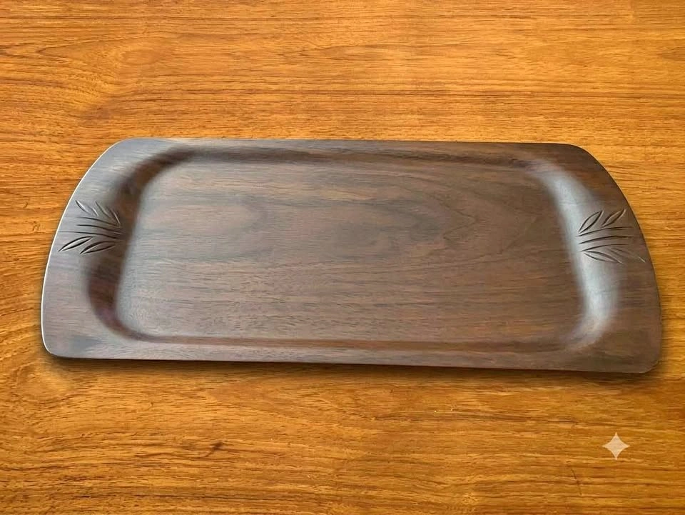 Vintage 1940’s Carved Mid-Century Wooden Serving Tray