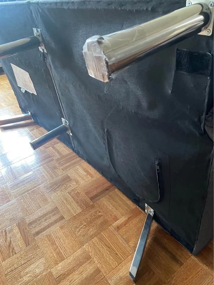 Grey Tufted Split-Back Futon Sofa Bed - photo 5