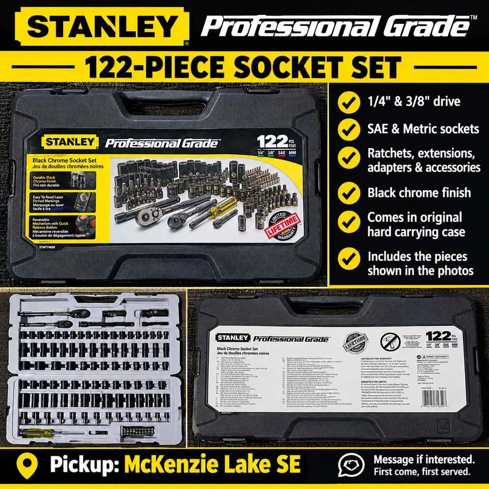 🔧 STANLEY PROFESSIONAL GRADE 122-Piece Socket Set