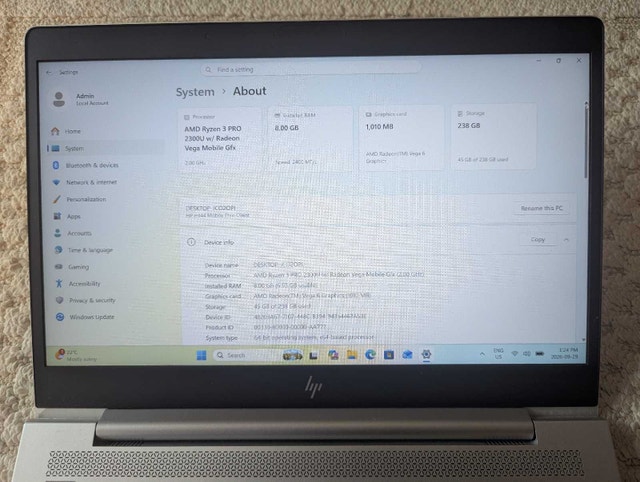 HP 14" Mobile Thin Laptop 8G DDR4 256G SSD Windows11 Office2024 - photo 3