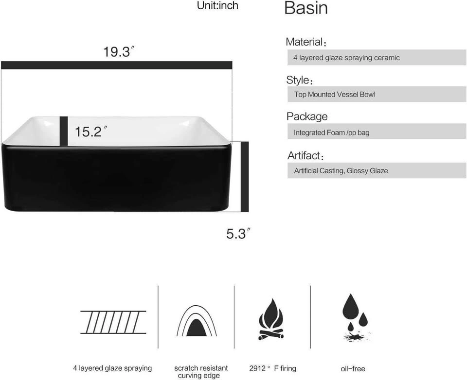 Modern Black and White Ceramic Vessel Sink with Matte Black Fauc - photo 2