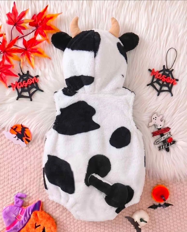 6-9 month baby's Cow Hooded Sleeveless Romper - photo 3