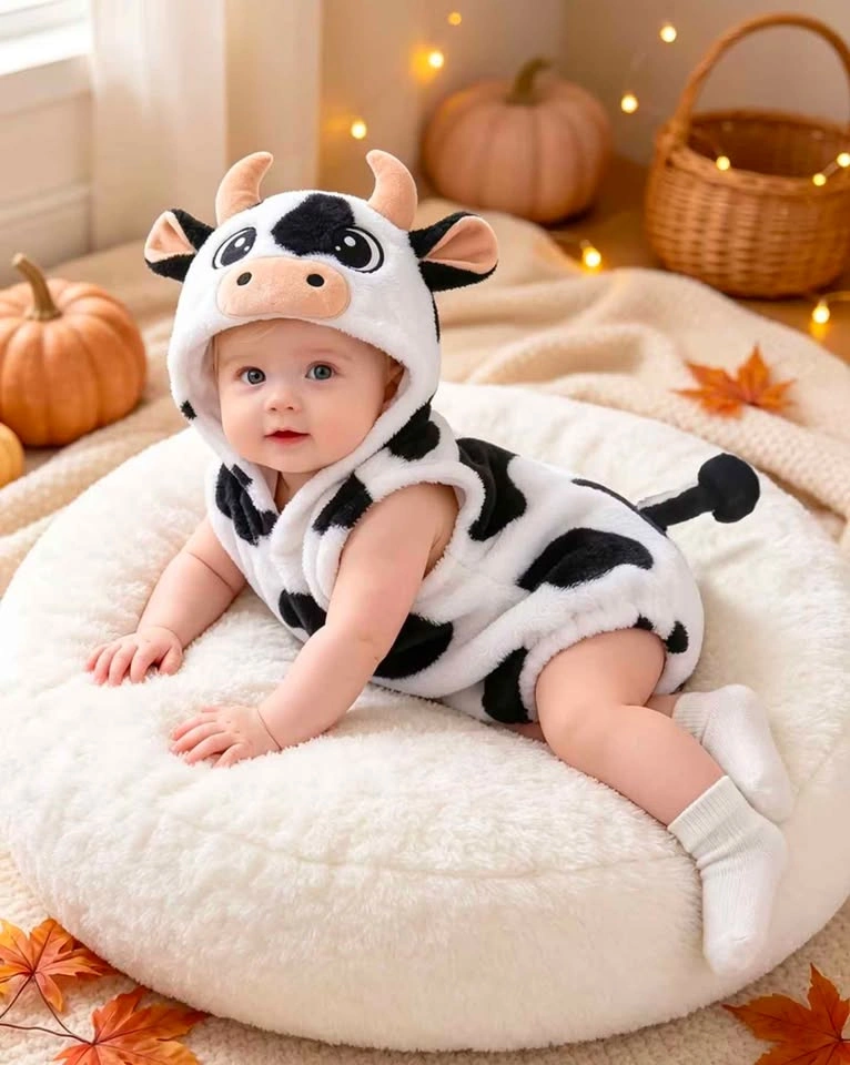6-9 month baby's Cow Hooded Sleeveless Romper - photo 5