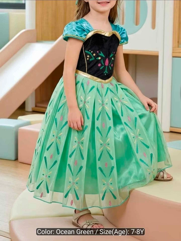Girls' Retro Mesh Skirt Puff Dress - Size 130 - photo 4