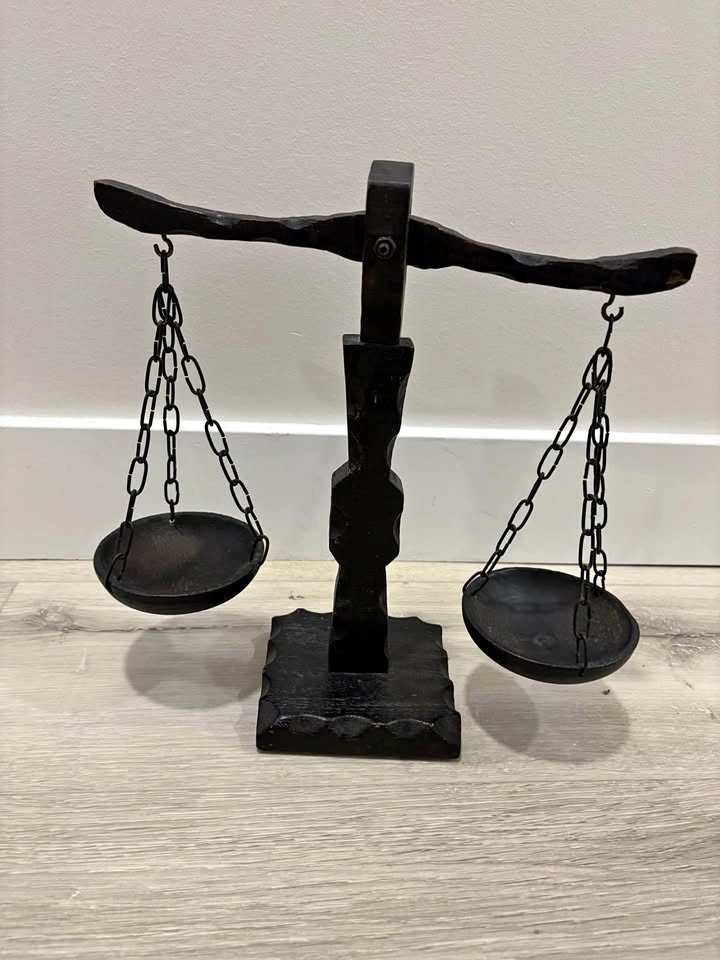 Spanish rustic wooden scales Hand carved Vintage