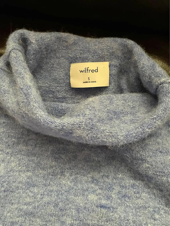 Wilfred mock neck, light blue wool blend sweater