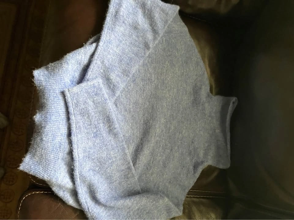 Wilfred mock neck, light blue wool blend sweater - photo 2