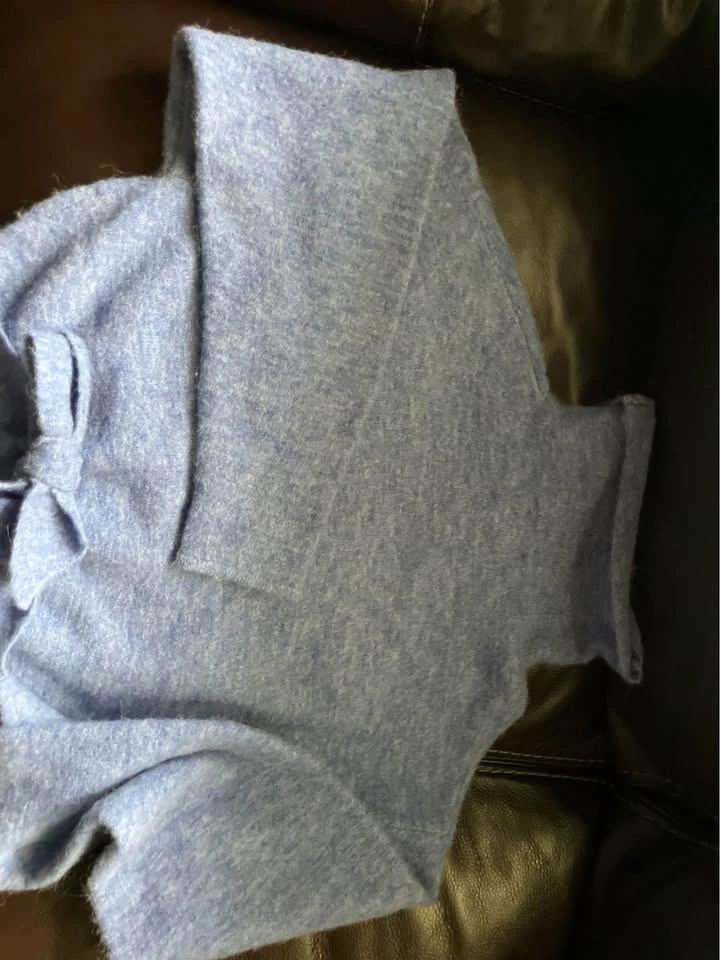 Wilfred mock neck, light blue wool blend sweater - photo 3