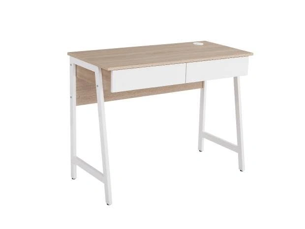 Mainstays 2-Drawer Computer Desk with USB – Natural/White - photo 2