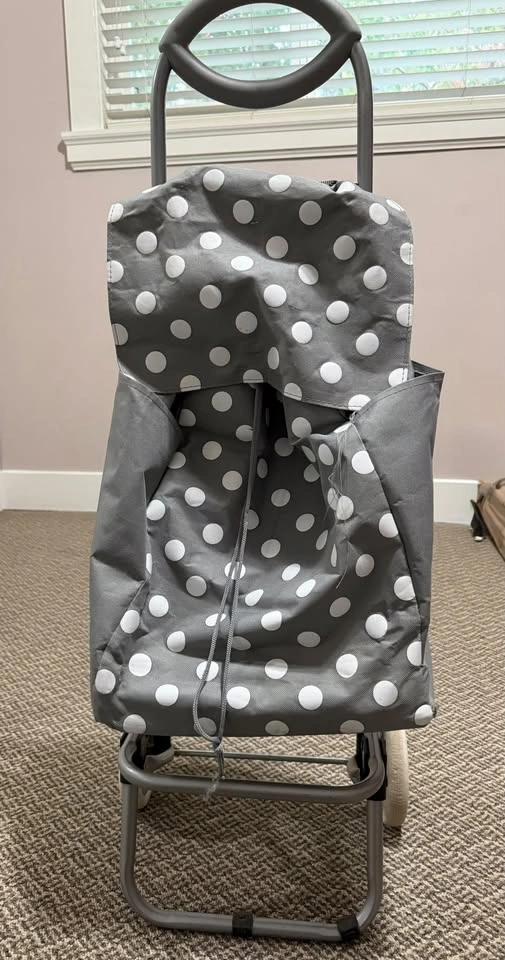 FREE Grey Polka-Dot Rolling Shopping Cart – Pickup Only