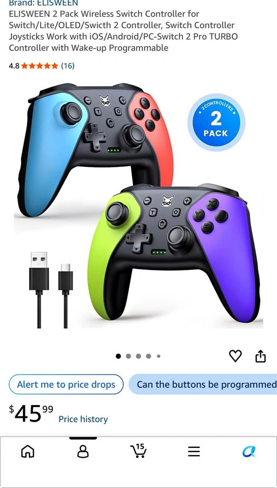 2 Pack Wireless Switch Controller for Switch/Lite/OLED