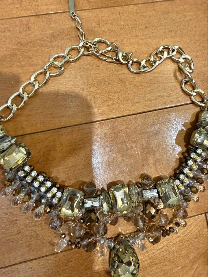 Gold-Toned Rhinestone Statement Necklace
