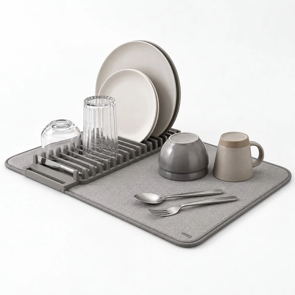 Umbra Savvy Dish Drying Mat & Rack – Grey - photo 2