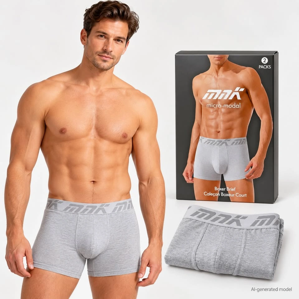 MNK Micro Modal Boxer Brief 2-Pack – Gray, Size S - photo 5