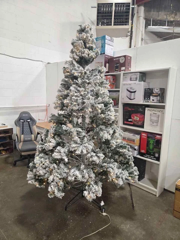 Happygrill 9FT Pre-Lit Flocked Christmas Tree - photo 4