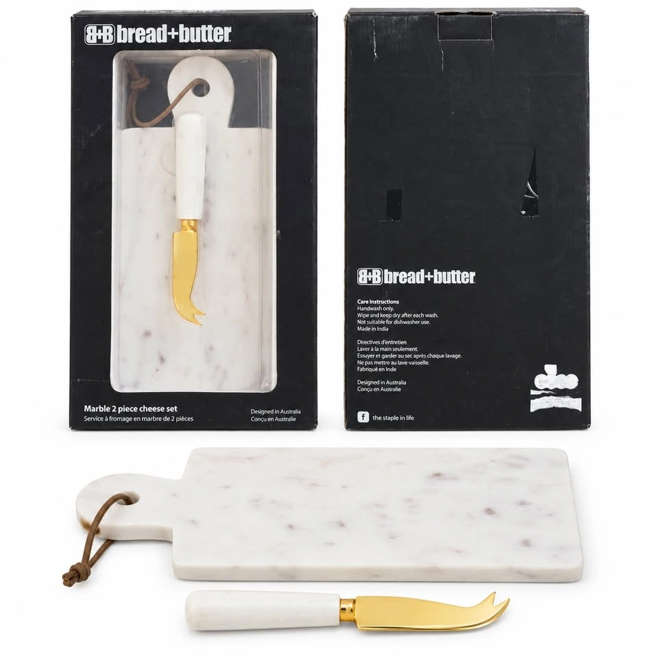 Bread + Butter Marble Cheese Set – 2 Piece with Gold Knife - photo 2