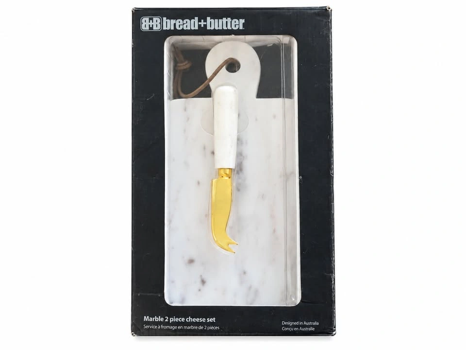 Bread + Butter Marble Cheese Set – 2 Piece with Gold Knife - photo 3