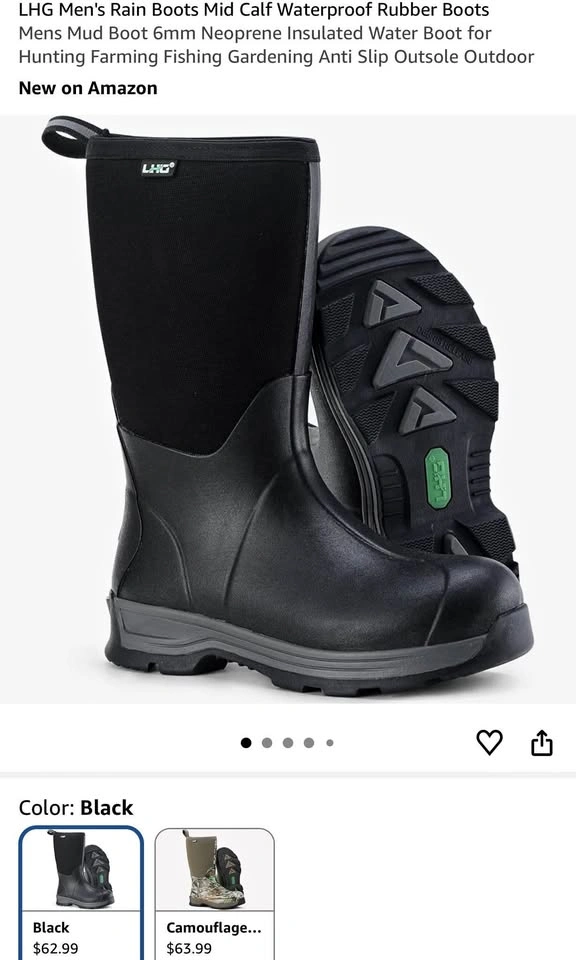 Men's Mid Calf Waterproof Rubber Rain Boots