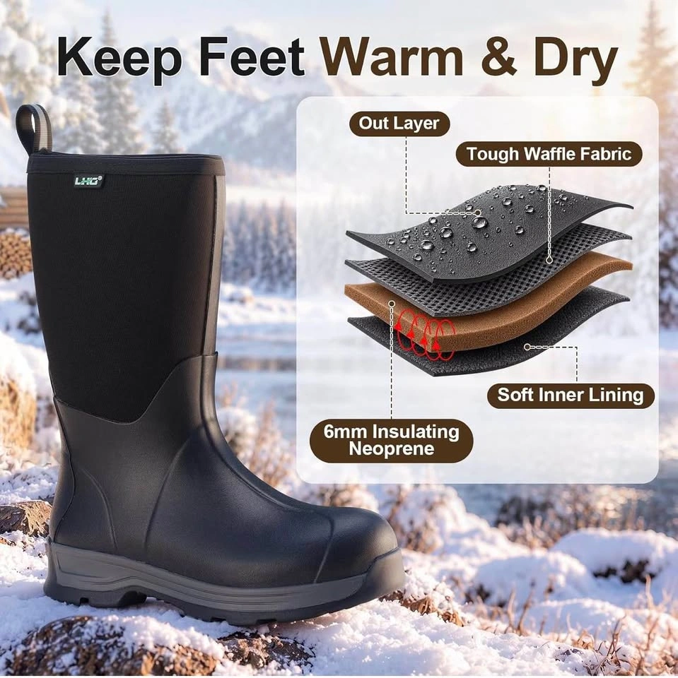 Men's Mid Calf Waterproof Rubber Rain Boots - photo 3