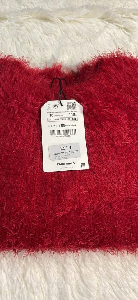 NEW Zara Girls Red Fuzzy Knit Sweater- Size 10 yrs/ 140 cm - photo 4