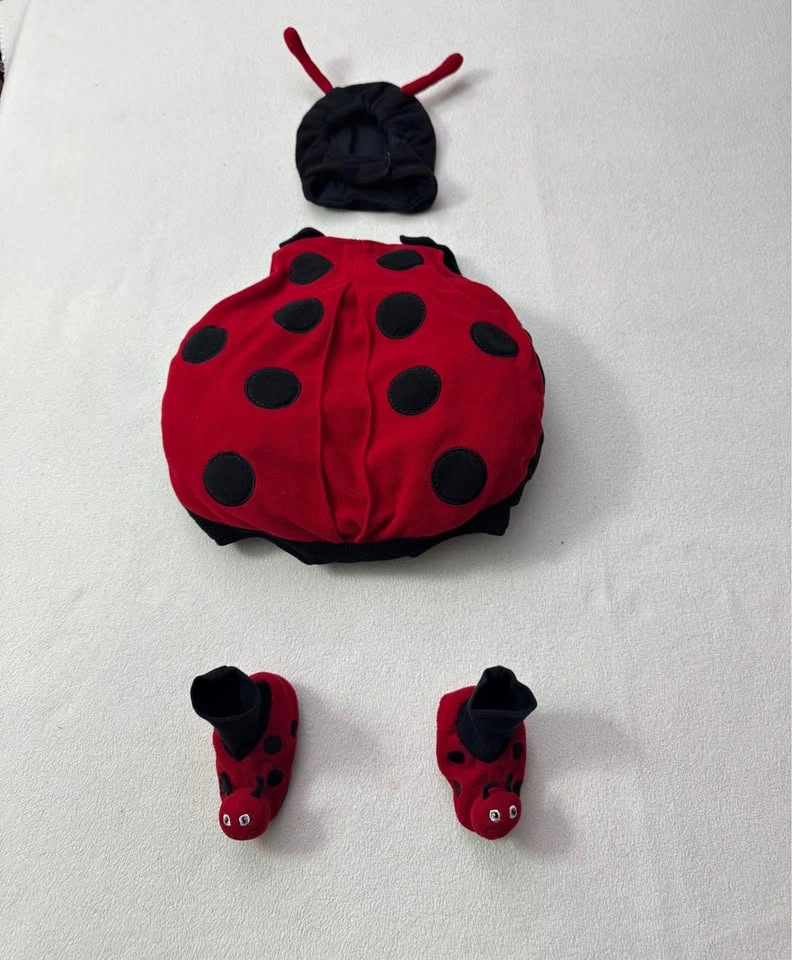 Baby Ladybug Costume Set with Hat and Booties - 0 - 6m (#114)