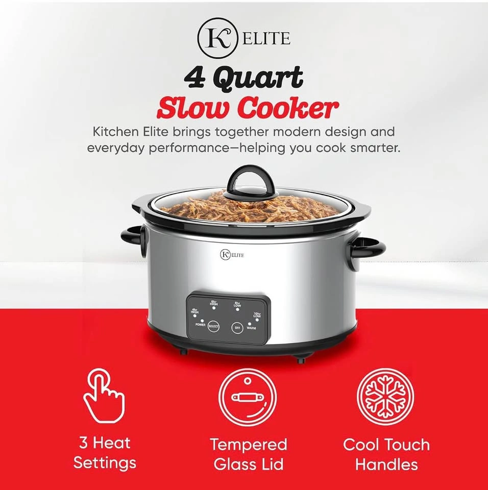 Stainless Oval Programmable Slow Cooker, 4 Qt - photo 3