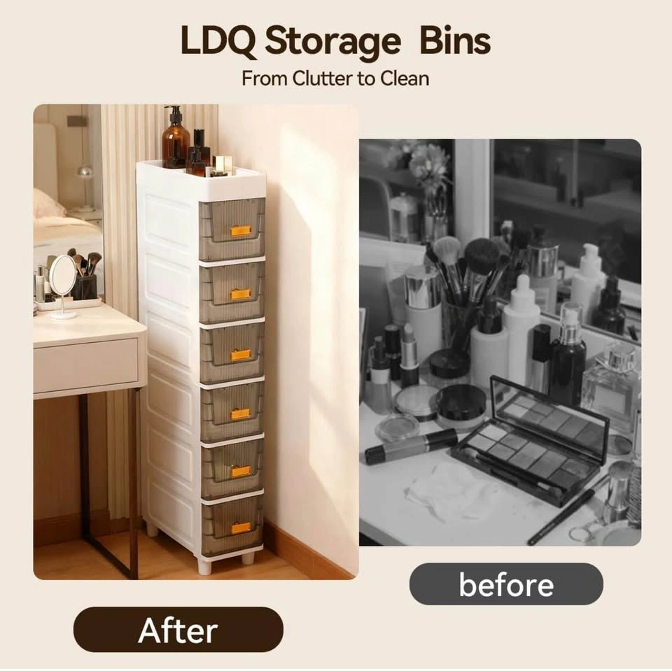 7.09" W PP Bathroom Storage Cabinet with Drawers (6 Layers) - photo 5
