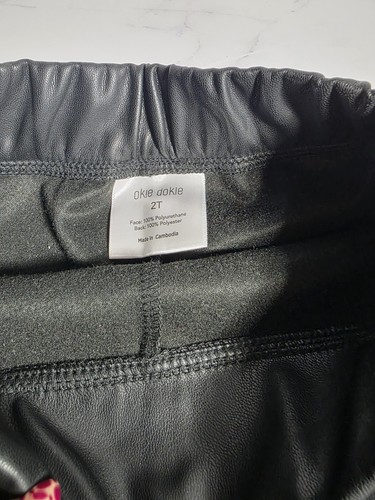 Okie Dokie Girls Black Faux Leather Elastic Waist Skort, Size 2T - photo 3