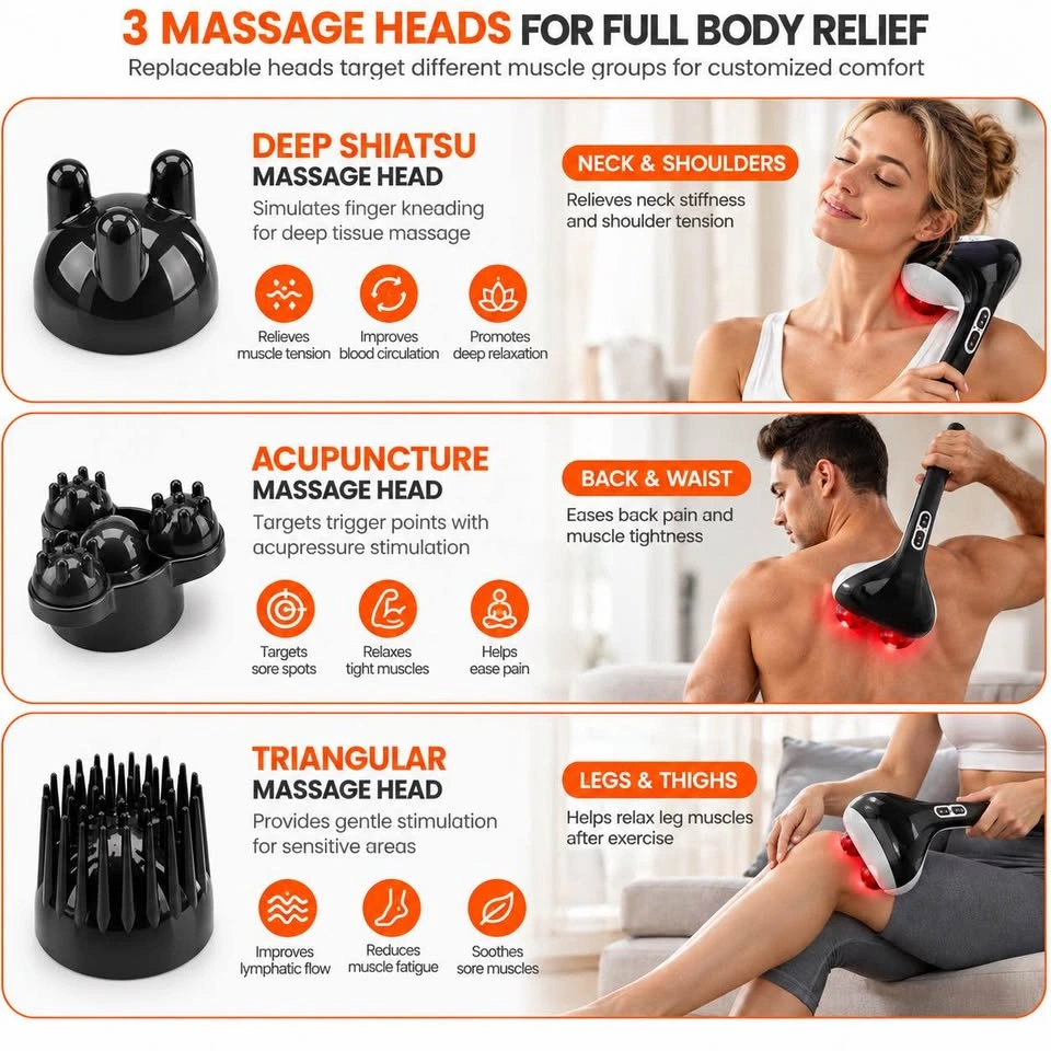 SNAILAX Cordless Handheld Massager with Heat – Brand New Open Bo - photo 4