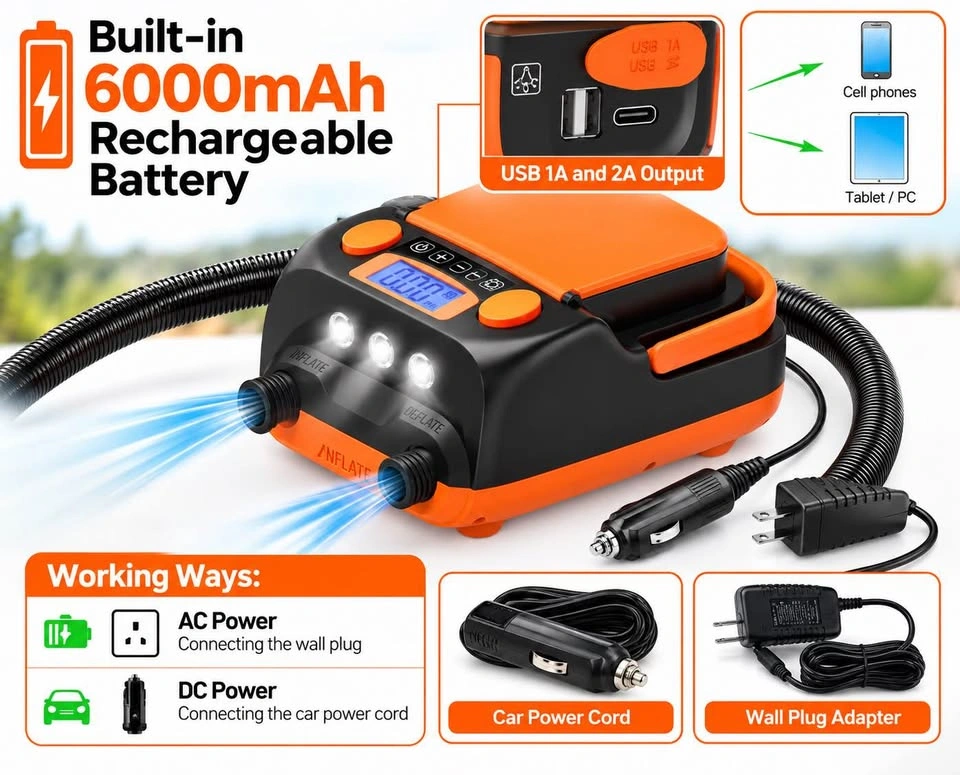 TUOMICO HT-790 Rechargeable SUP Electric Air Pump – 16 PSI - photo 3