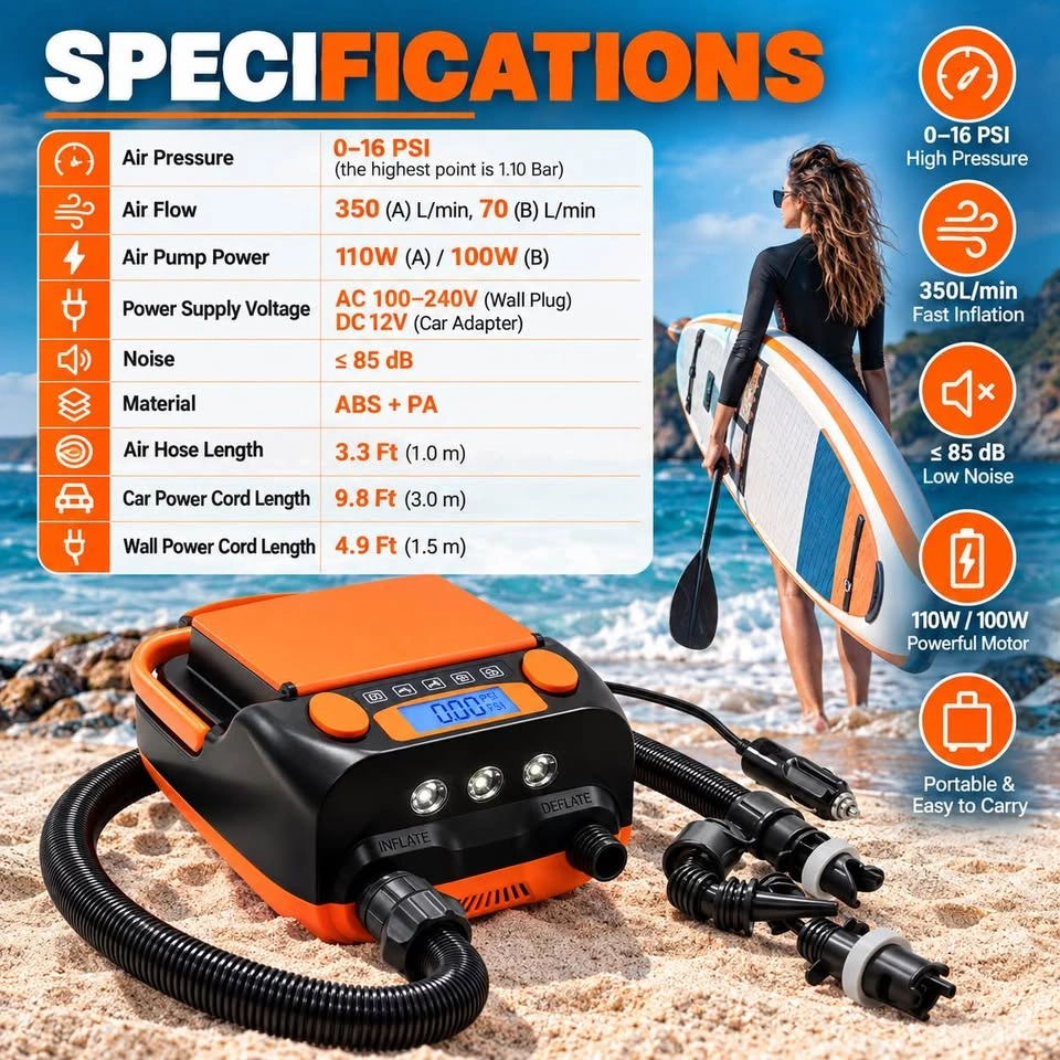 TUOMICO HT-790 Rechargeable SUP Electric Air Pump – 16 PSI - photo 5